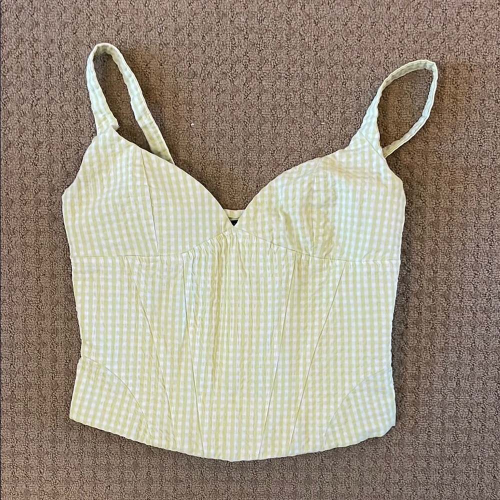 Gingham Corset Checkered Green Top